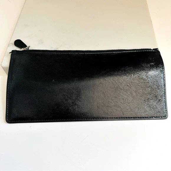 NWOT Coach New York Black Leather Zipper Polyester Lining Clutch/Pouch Bag - Picture 2 of 5